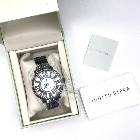 Judith Ripka London Stainless Steel Mother of Pearl Diamonique Watch Women RUNS - Picture 1 of 14